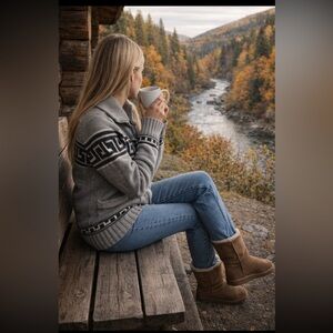 Vintage Wind River Knit 🧶 Cozy Warm Zipped Cardigan size M.